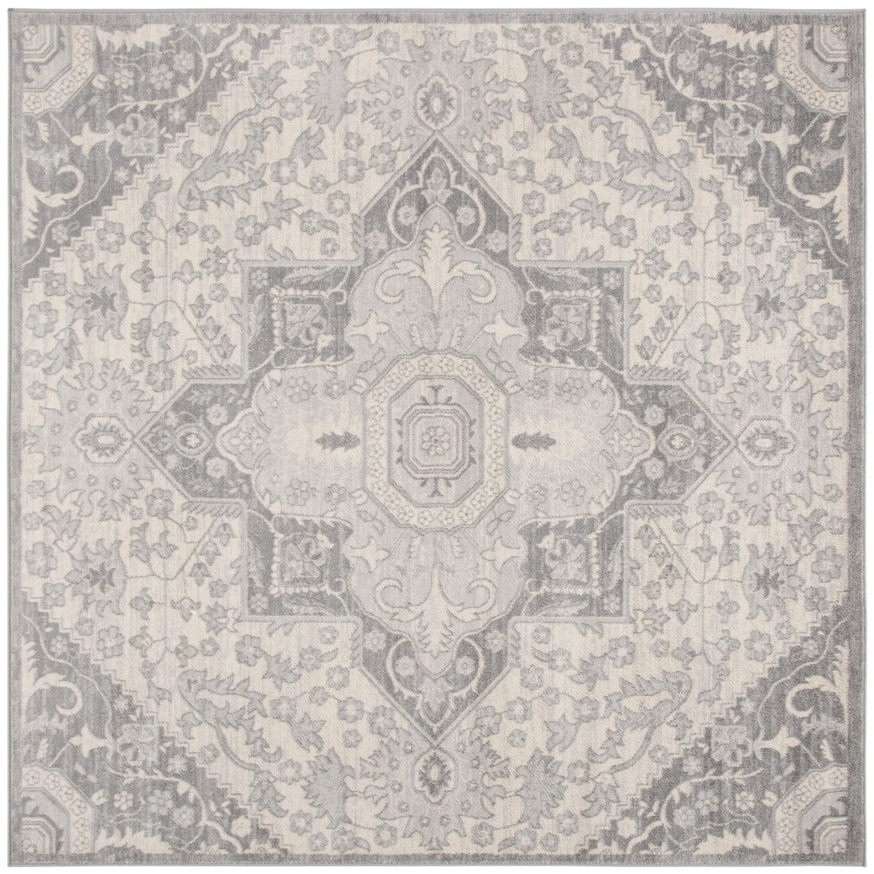 SAFAVIEH Brentwood Felix Floral Area Rug, 6'7" x 6'7" Round, Grey/Cream