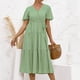 thumbnail image 5 of Vestido de verano fluido con estampado floral con cordones y manga corta con cuello en V para mujer Fridja  nalpqowj4544, 5 of 9