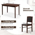 thumbnail image 3 of Costway 5 PCS Dining Table Set for 4 with Rubber Wood Legs Upholstered Seat Padded Backrest Brown, 3 of 10