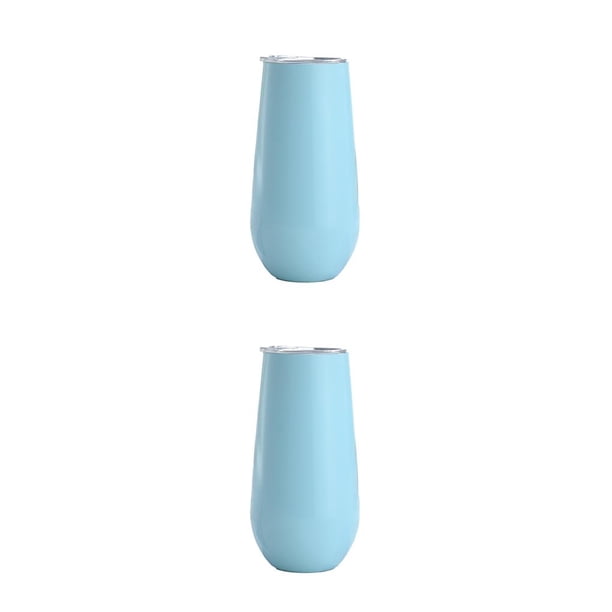 Injueey Copas de cóctel para mantener el calor, flauta de champán de varios colores, regalo dulce irrompible, suministros para fiestas, vaso Azul claro arpox.180ml 2piezas