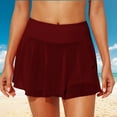 thumbnail image 4 of VUPSGEZ Relaxed Long Maxi Skirt Women'S Swim Skirt Mesh Tiered Ruffle Athletic Swimsuit Skirt High Waisted Beach Bikini Bottom With Shorts Women’S Pleated Maxi Skirt(Red1,S), 4 of 6