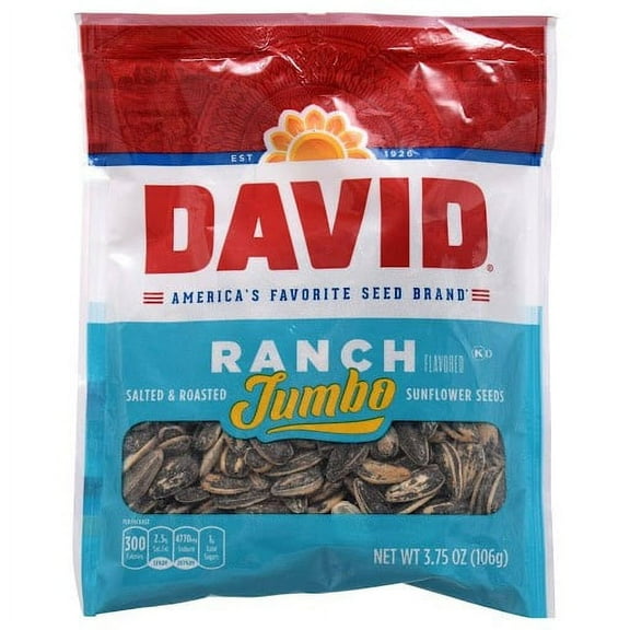 DAVID Seeds Roasted & Salted Ranch Jumbo Sunflower Seeds, Keto Friendly, 3.75 oz (Pack of 3)
