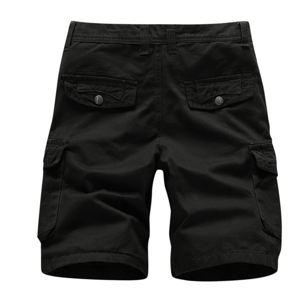 Walmart Men's Stretch Zip Cargo Pant Shorts, Solid Black
