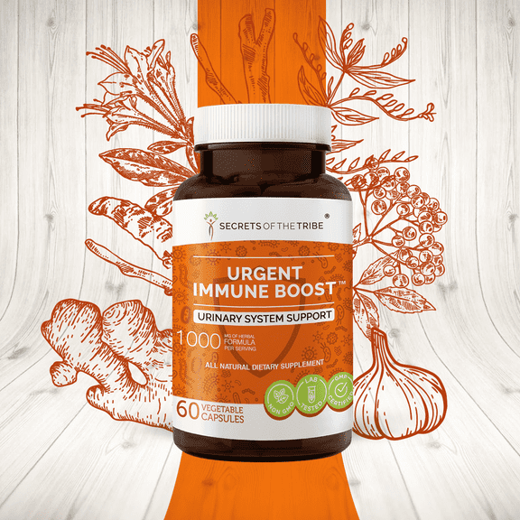 Secrets of the Tribe Urgent Immune Boost Capsules Dietary Supplement, Natural Herb Blend, Made from Echinacea, Elder, Honeysuckle, Ginger, Horseradish, Andrographis, Garlic, Wild Indigo 60 Count