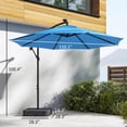 thumbnail image 2 of 116In Cantilever Patio Umbrella Solar LED Lake Blue UPF30+ Polyester Shade Adjustable Crank Lift Cross Base Sandbag 99Lbs Fillable Outdoor Pool Deck Protective Cover 8 Ribs Steel Pole Easy Assembly, 2 of 7