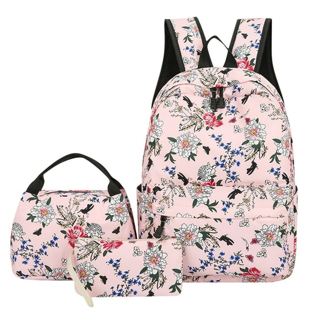 Lksixu Leisure Backpack Three Piece Set Large Capacity Student Backpack Backpack Floral Backpack Girl Backpack Suitable For School Travel And Going Out Storage Bins Organizers and Storage