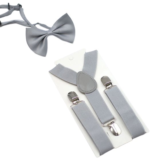 Kids Elastic Suspenders with Bow Tie Set, Adjustable Clip‑On Trouser for Children