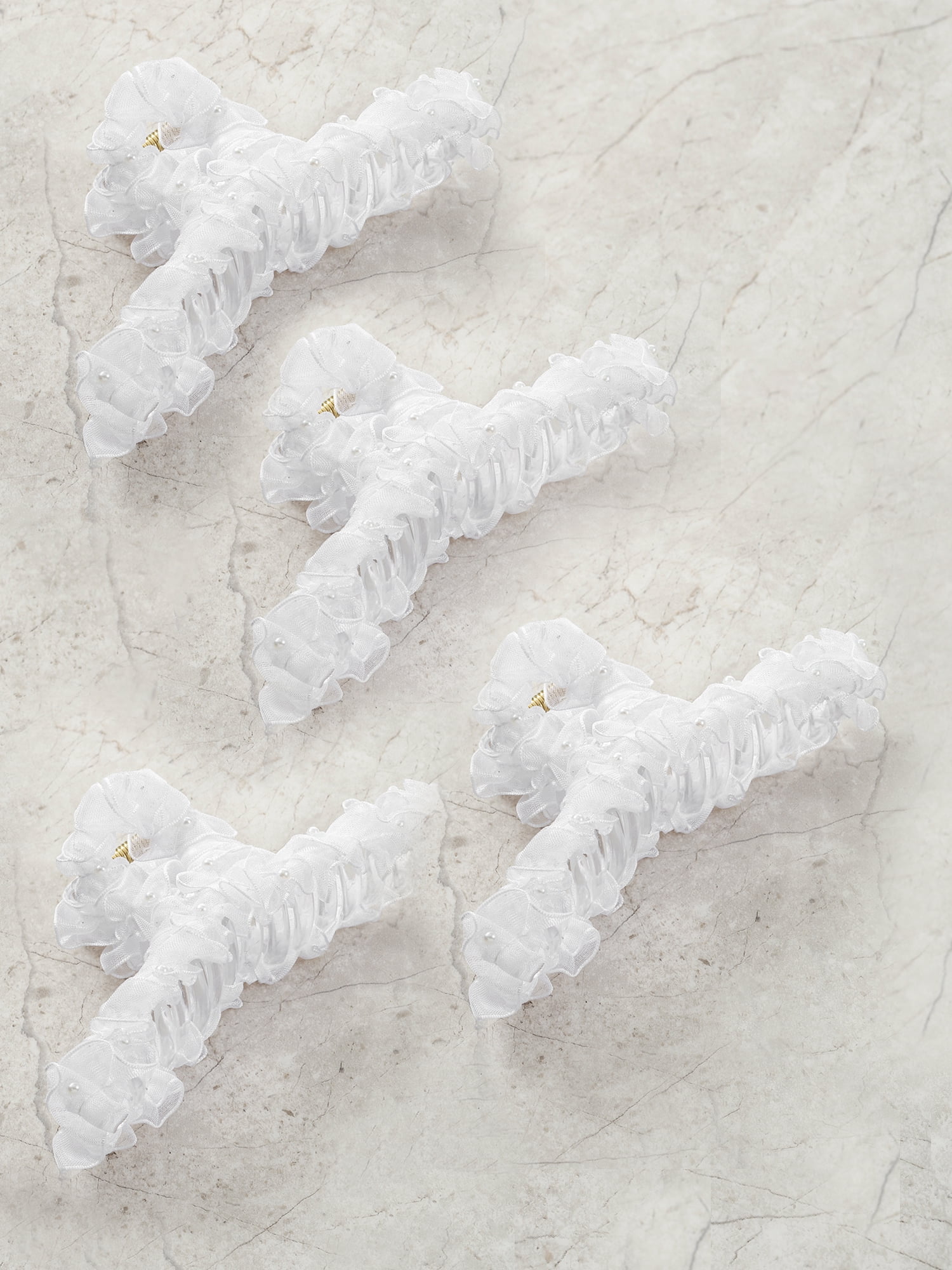 Hair Clips with Small Pearls, White 4 Pieces Pack By Trimmings