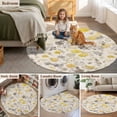 thumbnail image 5 of Round Rugs 3.3Ft, Yellow Grey Botanical Round Area Rug Washable Indoor Throw Carpet, Spring Floral Watercolor Rustic Soft Non Slip Circle Rug for Laundry Room Patio Home Decor Aesthetic, 5 of 8