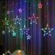 thumbnail image 1 of Guirnalda de luces de cortina de 12 estrellas, 2,5 m, 138 LED, con 8 modos de iluminación para bodas, Navidad, fiestas, festivales y uso en interiores y exteriores., 1 of 5