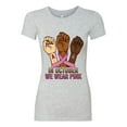 thumbnail image 2 of Wild Bobby In October We Wear Pink Protest Fists Breast Cancer Awareness Women Slim Fit Junior Tee, Heather Grey, XX-Large, 2 of 6