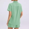 thumbnail image 4 of Linen Short Sets for Women Summer 2 Piece Casual Lounge Sets Button Down Shirt and Drawstring Shorts Outfits, M, 4 of 5