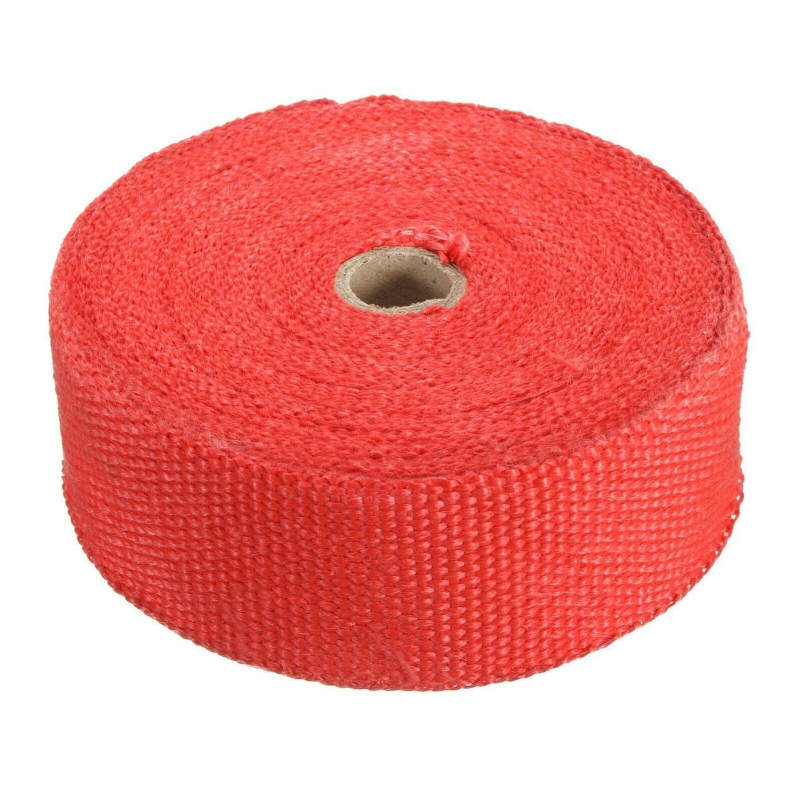 Confote 2" x 50Ft Red Roll Fiberglass Exhaust Header Pipe Heat Wrap Tape + 10 Zip Ties