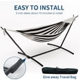 thumbnail image 4 of IdealHouse Hamac Double en Coton avec Support en Acier Robuste et Résistant à la Rouille, Capacité de 450 Lb Hamac Traditionnel Tissé Portable avec Sac de Transport pour Cour Arrière, Jardin et Camping, Noir, 4 of 6