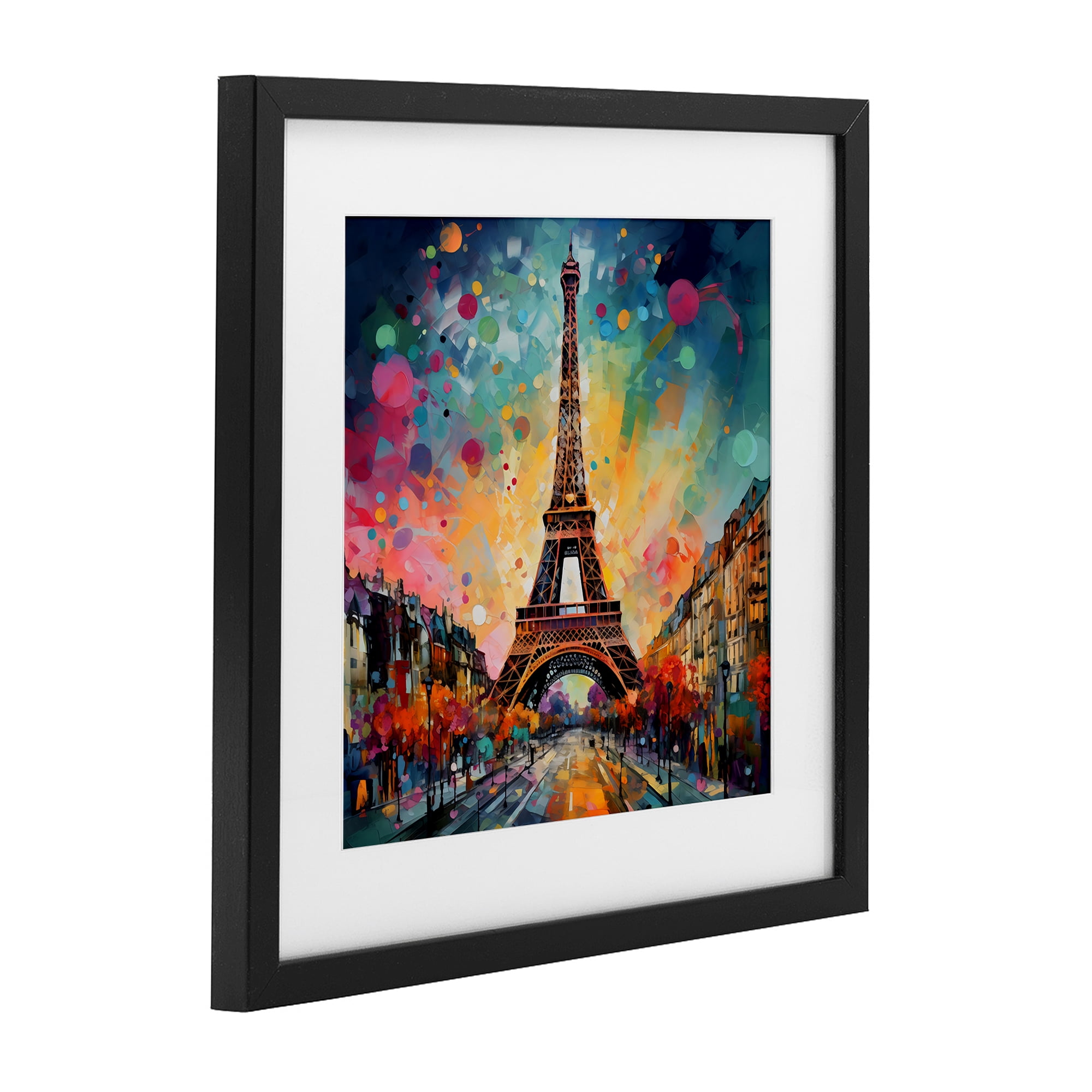 Stupell Industries Eiffel Tower with Vibrant Dots Black Framed Print Under Glass, design by Creative Studio