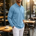thumbnail image 5 of Delconic Men's Polo Shirt Long Sleeve Moisture Wicking Golf Shirts Sun Protection Collared Work Shirts Sky Blue S, 5 of 7