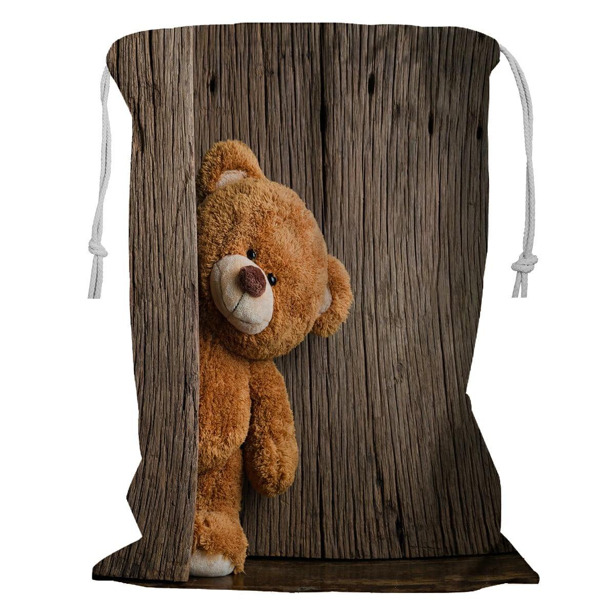 ABPHQTO Cute Teddy Bears Old Wood Storage Basket Laundry Bag with