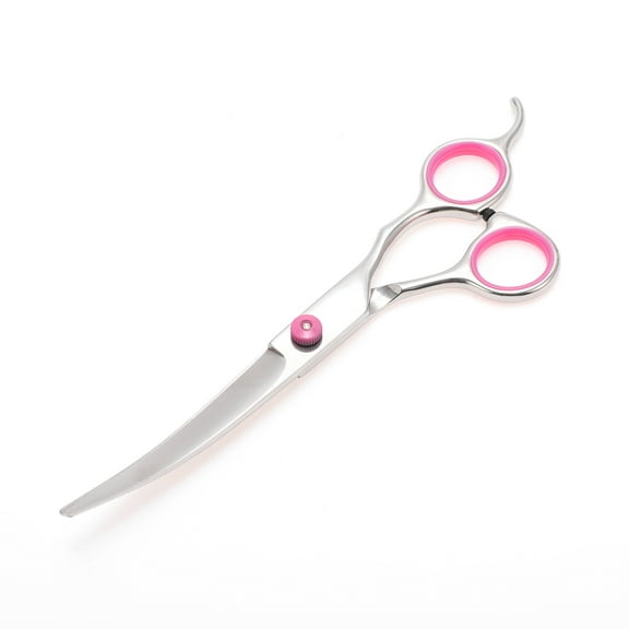 Unique Bargains 1 Pc Convenient Dog Scissors for Pets Shop 6.5 Inches Silver Tone Pink Stainless Steel