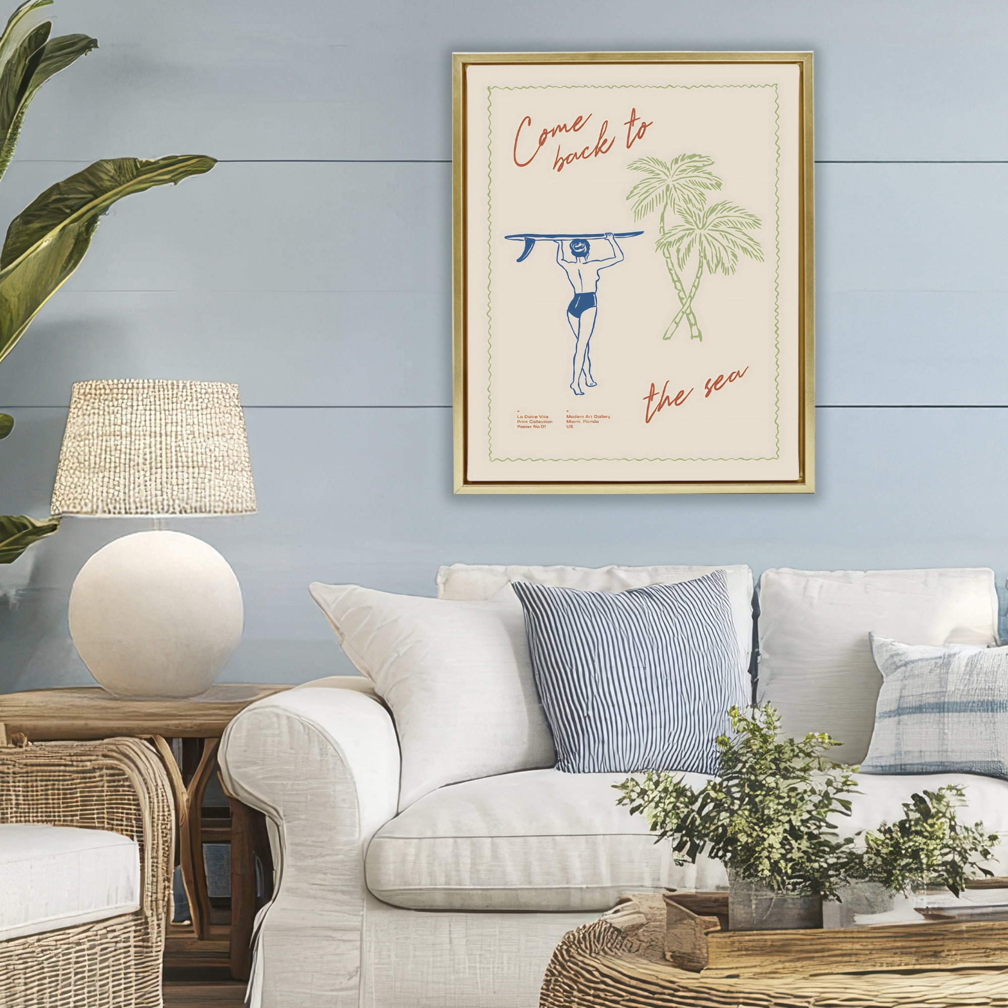 Stupell Industries Come Back To The Sea Gold Framed Floater Canvas Wall Art, design by The Prints Vibe
