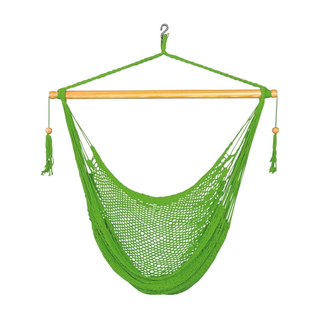 Bliss Hammocks Tahiti Rope Hammock Chair with Spreader Bar and Hardware, Green