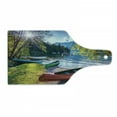 thumbnail image 1 of Landscape Cutting Board, Bohinj Lake with Boats Canoes Triglav National Park Julian Alps Slovenia Print, Tempered Glass Cutting and Serving Board, Wine Bottle Shape, Multicolor, by Ambesonne, 1 of 1