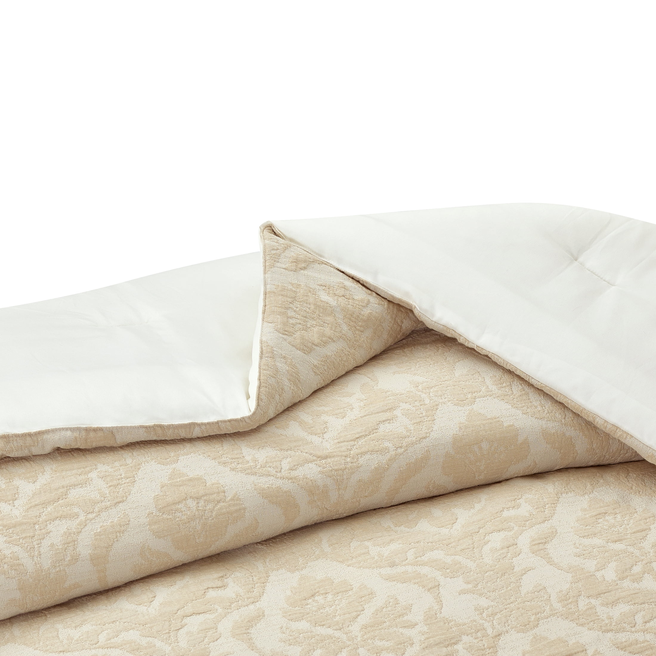 Better Homes & Gardens Woven Damask 3-Piece Comforter Set, Beige, Full Queen, All Ages