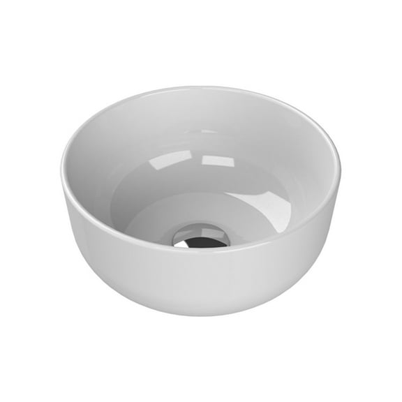 Nameeks Cerastyle 077600-U-No Hole Aqua 13" Circular Ceramic Vessel Bathroom Sink - White