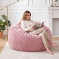 thumbnail image 3 of LOGYAT 3.5ft Bean Bag Chair, Memory Foam Filling, Washable Suede Cover, Reinforced Zipper, for Kids, Teens, Adults, Pink, 3 of 7