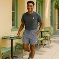 thumbnail image 4 of Dalix Ghost Active Short Gym Workout Embroidered Casual Zip Pocket Mesh Drawcord Waist Mens in Shadow L Large, 4 of 5