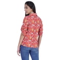 thumbnail image 4 of Moomaya Womens Printed Top Roll-Up Sleeve Collar Neck Button-Down Shirt, 4 of 7