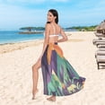 thumbnail image 6 of FORMRS Womens Long Sarong Beach Wrap Semi-Sheer Bikini Skirt Bathing Swimsuit Cover Up, Abstract Animals, 6 of 7