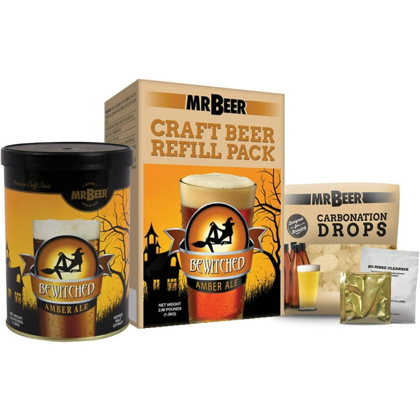 Mr. Beer Bewitched Amber Ale Craft Beer Refill Kit, Contains Hopped Malt Extract Designed for