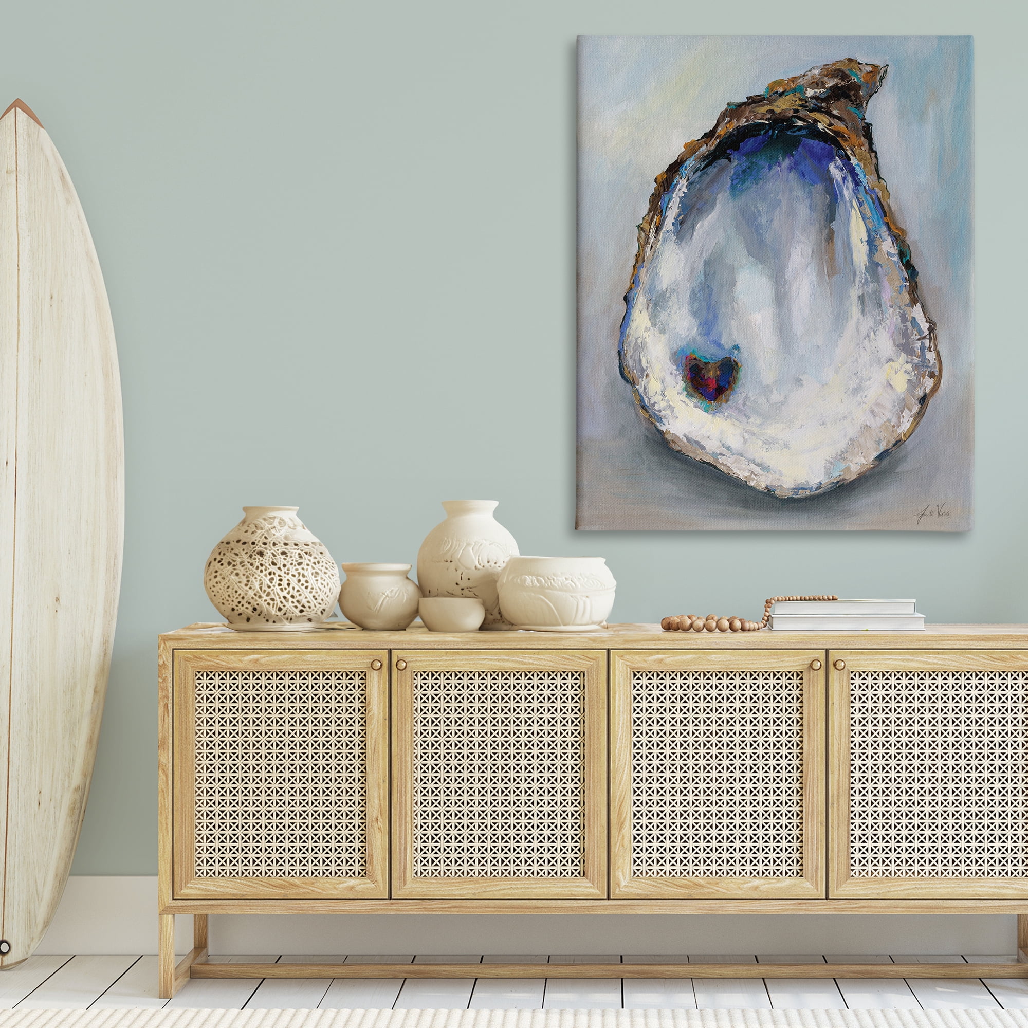 Stupell Industries Organic Oyster Shell Animals & Insects Painting Gallery Wrapped Canvas Art Print Wall Art, 36 x 48