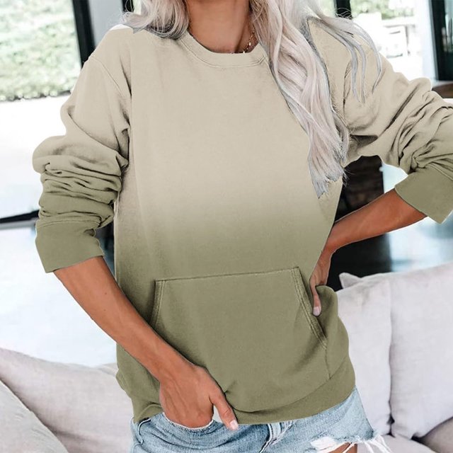 Wolfast Hauts et Blouses à Manches Longues pour Femmes T-Shirt Imprimé Mode Blouse à Manches Longues Col Rond Hauts Décontractés Chandail en Molleton