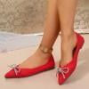 Xucatan Women's Pointed Toe Flats, Satin Rhinestone Bow Dress Shoes, Slip On Everyday Ballet Flats, Versatile Spring Casual Footwear Gift