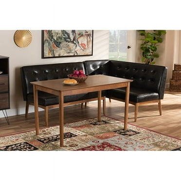 Arvid Mid-Century Modern Fabric Upholstered 4-Piece Wood Dining Nook Set main image 1
