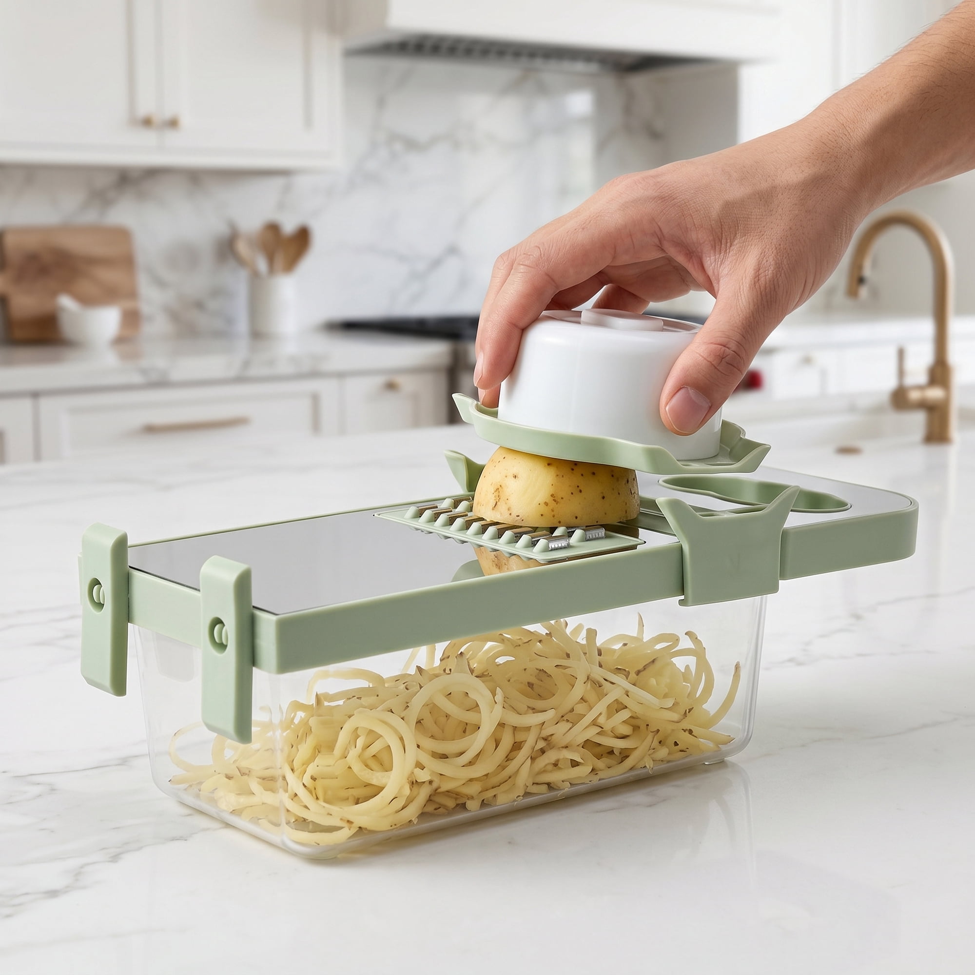 Unique Bargains Mandoline Slicer with Chopping Function for Cooking 6 in 1(D) 11"x4.3"