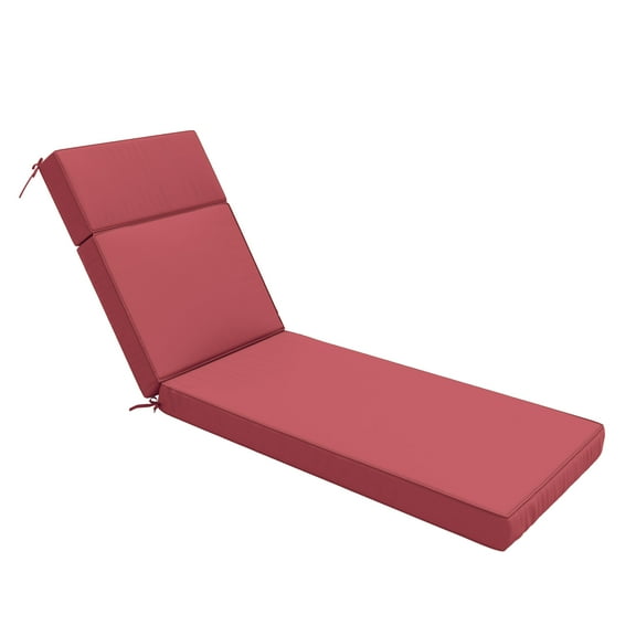 Snubbull Outdoor Chaise Lounge Cushions, with High-Density Foam, Ties Waterproof & Fade Resistant for Lawn and Pool Lounge Chairs, 72x21x4 inch, Fuchsia Red