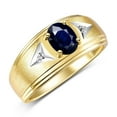 thumbnail image 3 of RYLOS Men's Rings 14K Yellow Gold Classic 8X6MM Oval Gemstone &  Diamond Ring Sapphire September Birthstone Rings For Man Gold Rings Size 9, 3 of 7