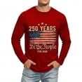 thumbnail image 6 of 250 Anniversary Usa Shirt Sporty Long Sleeve T Shirt Athletic Fit Crew Neck 250Th Mens Graphic Tees Red XL, 6 of 6