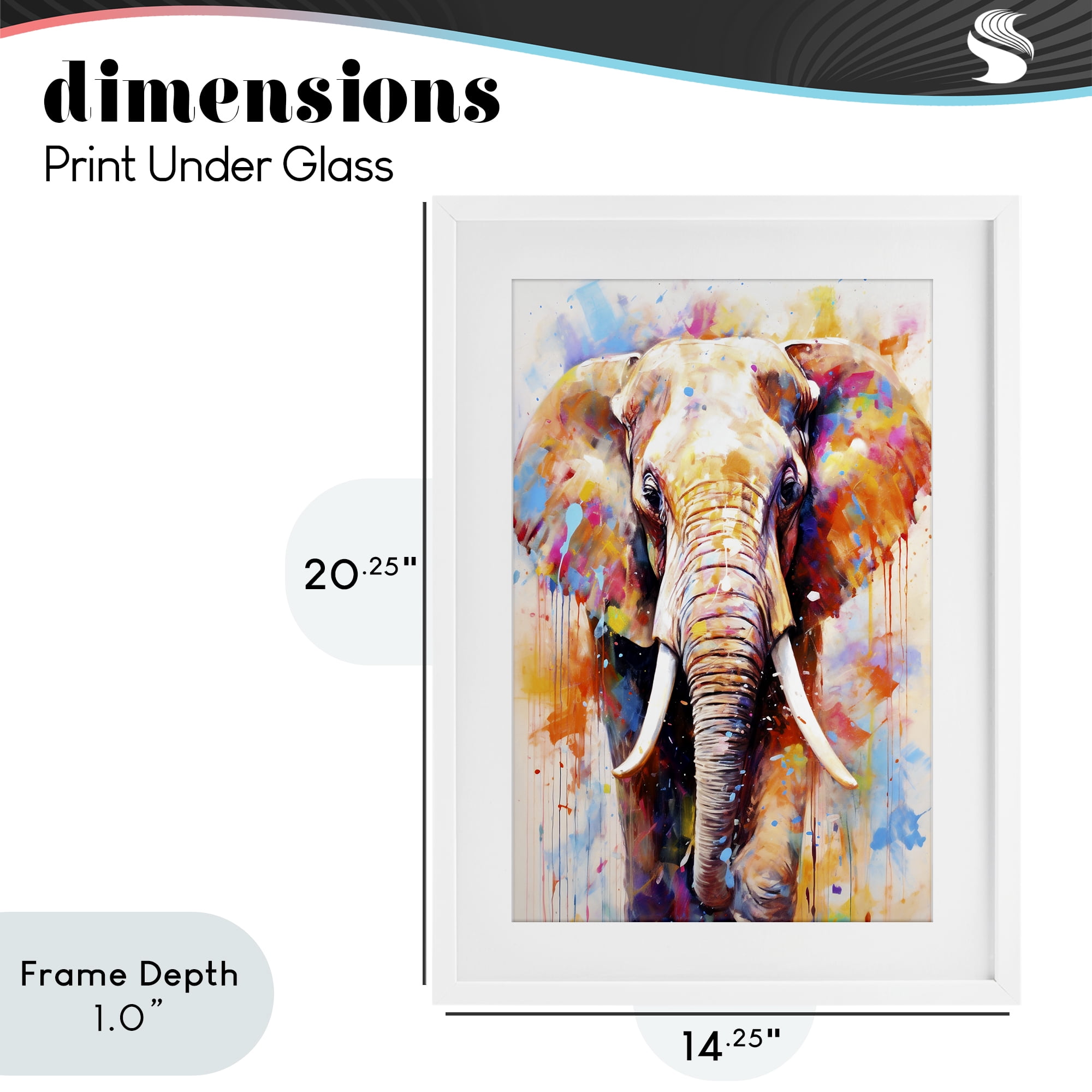 Stupell Industries Wild Elephant Bull White Framed Print Under Glass, design by Ray Powers