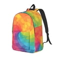 thumbnail image 3 of Casual Canvas Backpack Without Interlayer Large Capacity Stick Bag Design For Outdoor Shopping Office Outdoor Sports Mediumvioletred Tie Dye Background Rainbow Colors_2 Small, 3 of 7