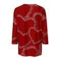 thumbnail image 3 of Outfmvch oversized tshirts for women workout tops for women Love Heart Grahic Christmas Shirts 3/4 Sleeve Blouse Tunic Tshirts heart sweater for women Three Quarter Sleeve Valentines Tops Red S, 3 of 4