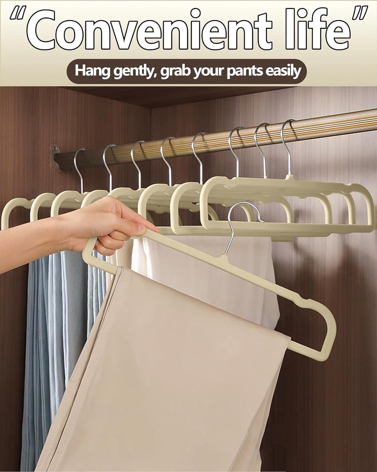 Velvet Hangers Non Slip - 20 Pack Pants Hangers for Closet - Thin Space Saving Clothes Hanger - Strong, Durable, Jean Perchas with 360 Degree Rotatable Hook for Tank Top (Black Silver Hook)