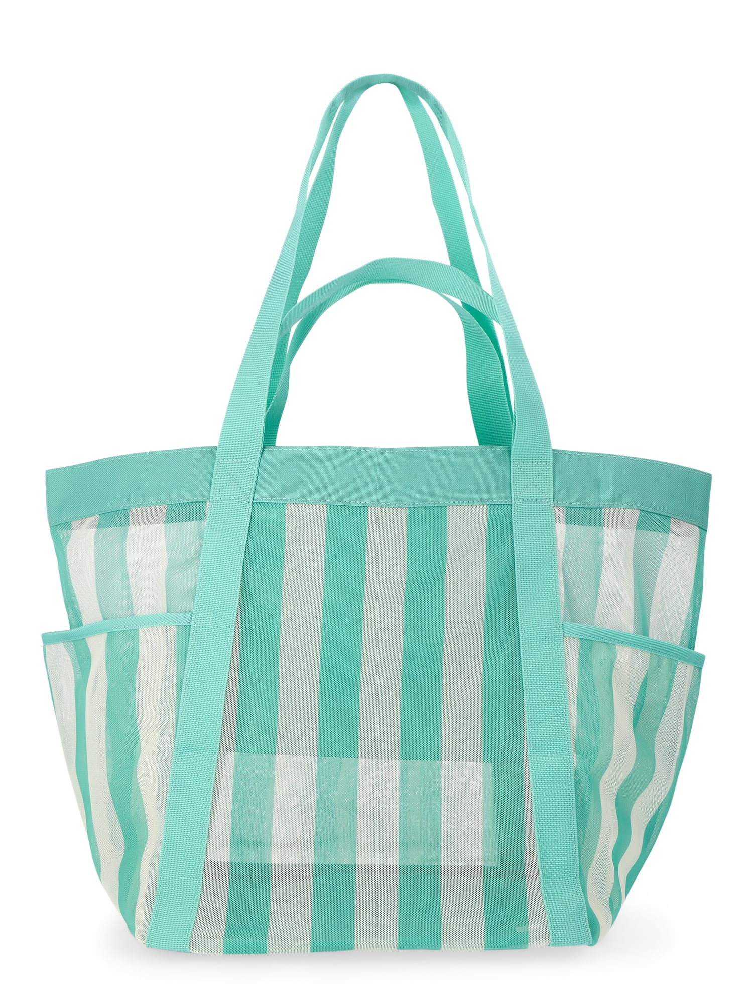 No Boundaries Women's Mesh Tote Bag, Jade Stripe