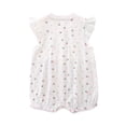 thumbnail image 3 of WIBACKER 100% Cotton Newborn Baby Girl Snap-up Rompers, 0-18M,Ruffle Sleeve Infant Summer Strawberry Jumpsuit, 3 of 13
