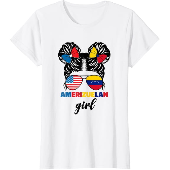 t-shirt Half American And Venezuelan Usa Venezuela Flag Kids Girl T-Shirt mens, woman, white，funny，journey，Crew Neck, Short Sleeve,custom clothing patterns.gift