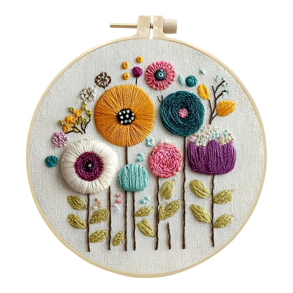 ZJNGJC Flower Embroidery Craft Kit â Complete DIY Set for Beginners with , Threads, Needles, Pre-Printed Fabric & Guide, Handmade Art for Wall Decor & Unique Holiday Gifts, B