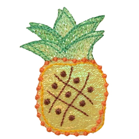 Shimmery Pineapple Fruit design Iron on Embroidered Patch Applique