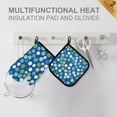 thumbnail image 4 of Yayeee Oven Mitts and Pot Holder Set of 4 Heat Resistant Kitchen Gloves Baking Hot Pad, Blue Dots, 4 of 5